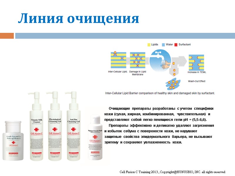 Cleansing Line Очищающие препараты разработаны с учетом специфики  кожи (сухая, жирная, комбинированная, чувствительная)